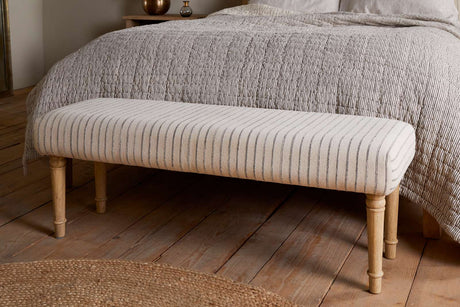Nkuku Sanja Stripe Upholstered Bench Grey
