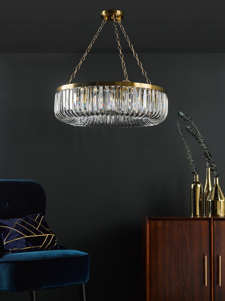 Dar Gold Sigourney 8 Light Pendant Satin Gold &amp; Glass –  from Amos Lighting + Home