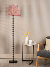 Dar Siyanda Floor Lamp Black With Esther Red Shade