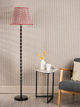 Dar Siyanda Floor Lamp Black With Esther Red Shade