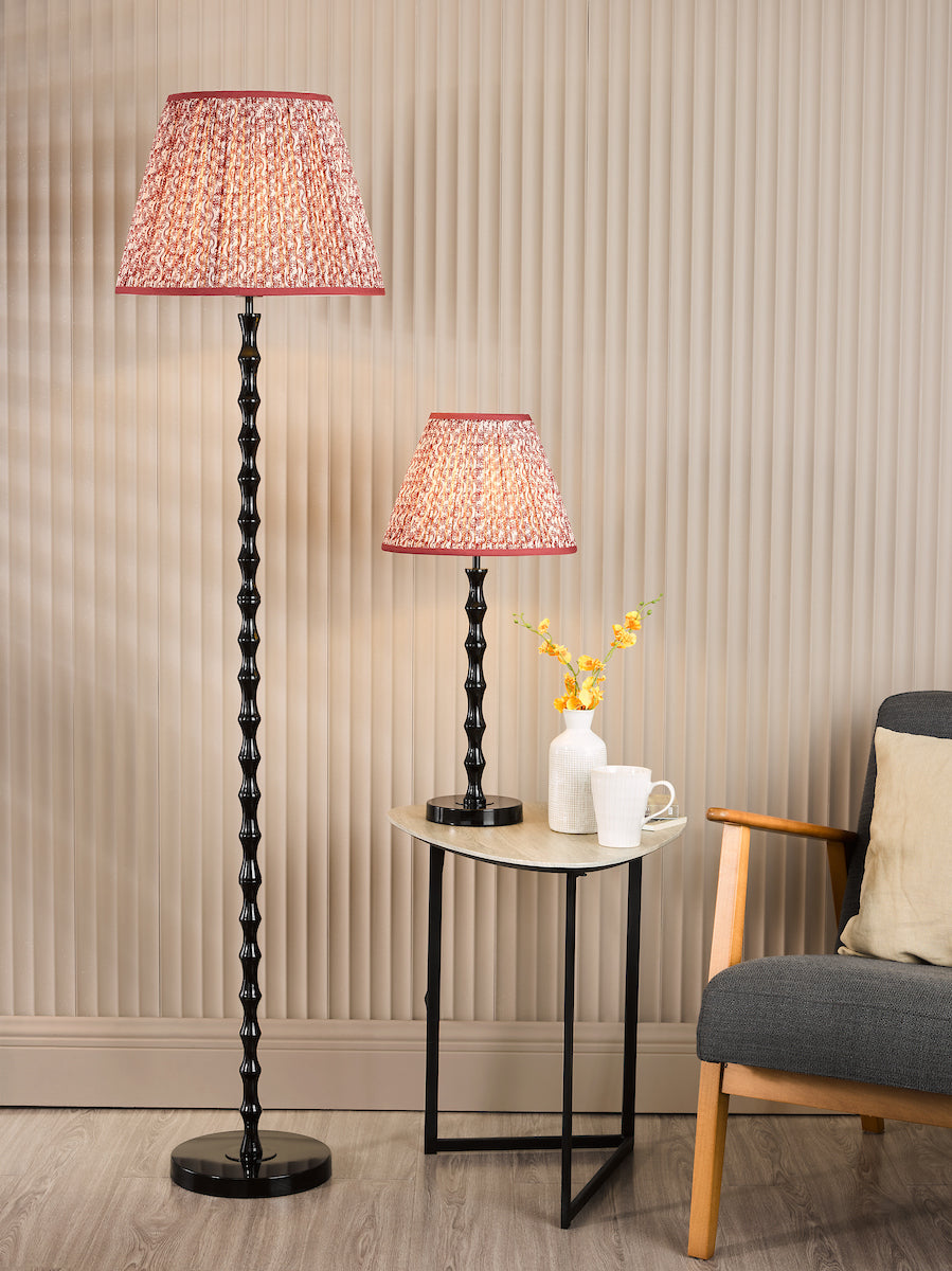 Dar Siyanda Floor Lamp Black With Esther Red Shade