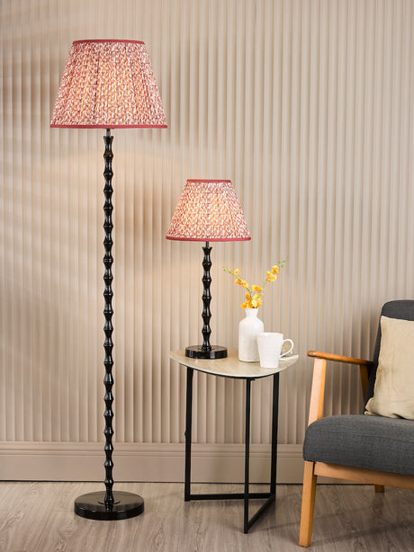 Dar Siyanda Floor Lamp Black With Esther Red Shade