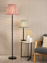 Dar Siyanda Floor Lamp Black With Esther Red Shade