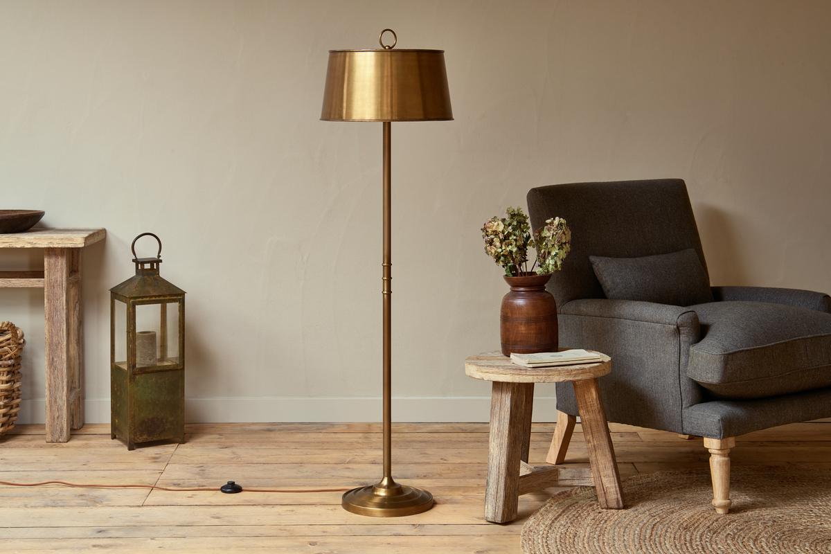 Nkuku Siwan Floor Lamp Antique Brass