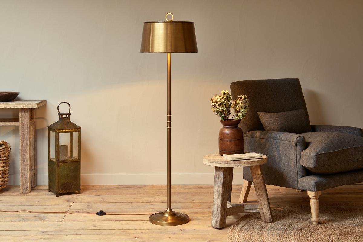 Nkuku Siwan Floor Lamp Antique Brass