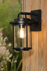 David Hunt Solent Outdoor Wall Light Black and Glass