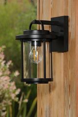 David Hunt Solent Outdoor Wall Light Black and Glass
