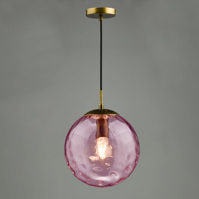 Dar Ripple Single Pendant Bronze and Pink Glass –  from Amos Lighting + Home