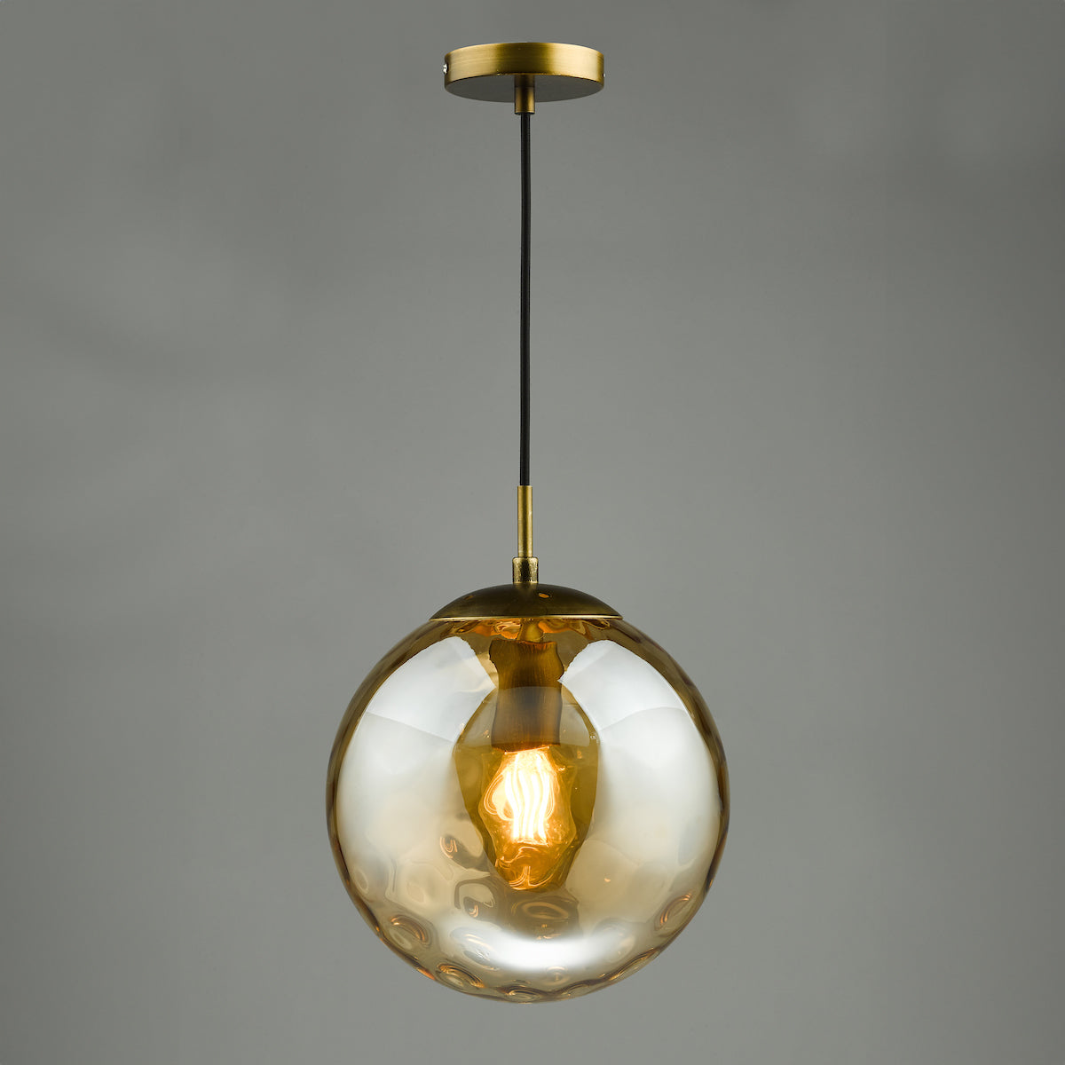 Dar Ripple Single Pendant Bronze and Champagne Glass –  from Amos Lighting + Home