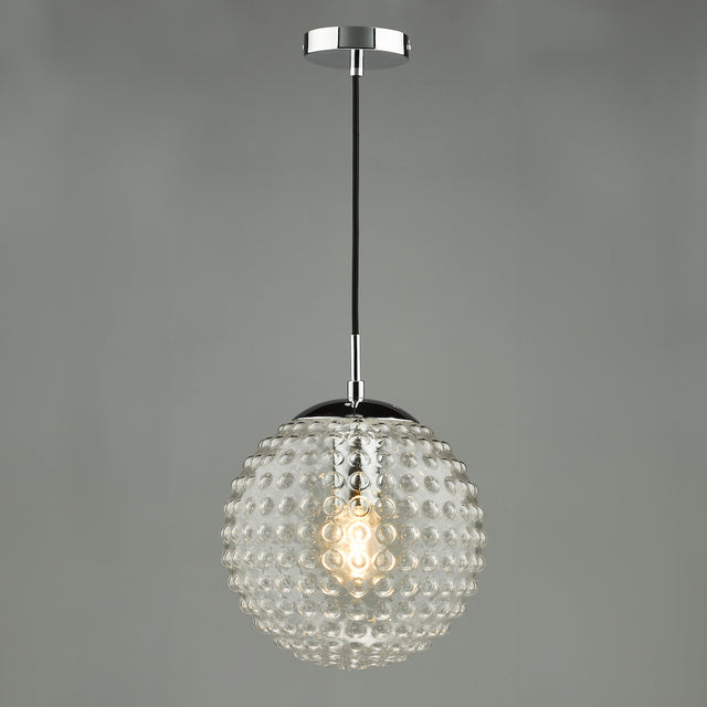 Dar Hobnail Pendant Polished Chrome & Clear Glass –  from Amos Lighting + Home