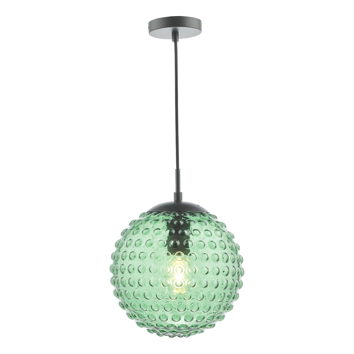 Dar Hobnail Pendant Matt Black & Green Glass –  from Amos Lighting + Home