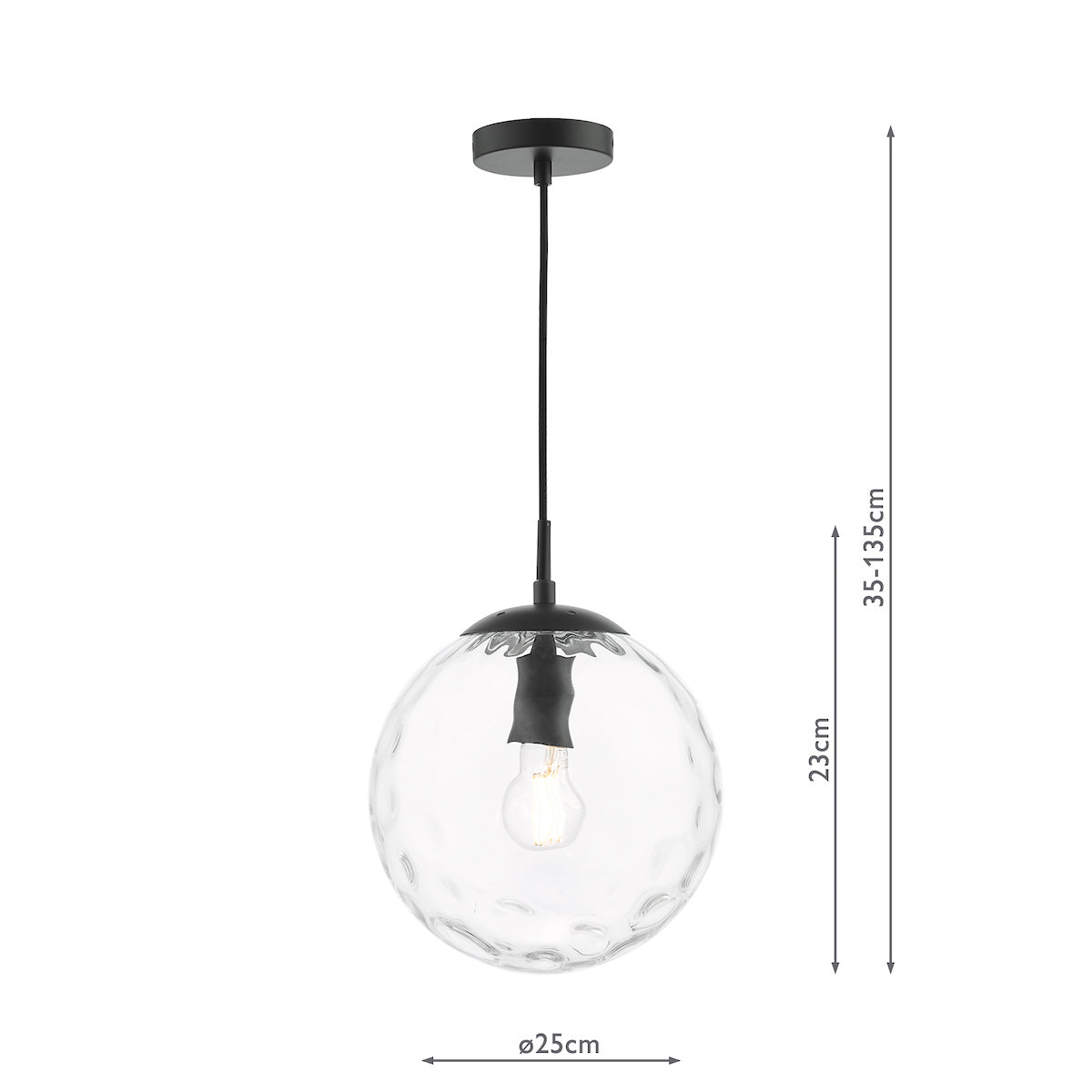 Dar Ripple Pendant Matt Black & Clear Glass –  from Amos Lighting + Home