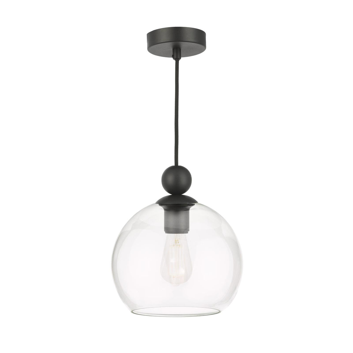 Dar Pendant Matt Black with Clear Globe Glass