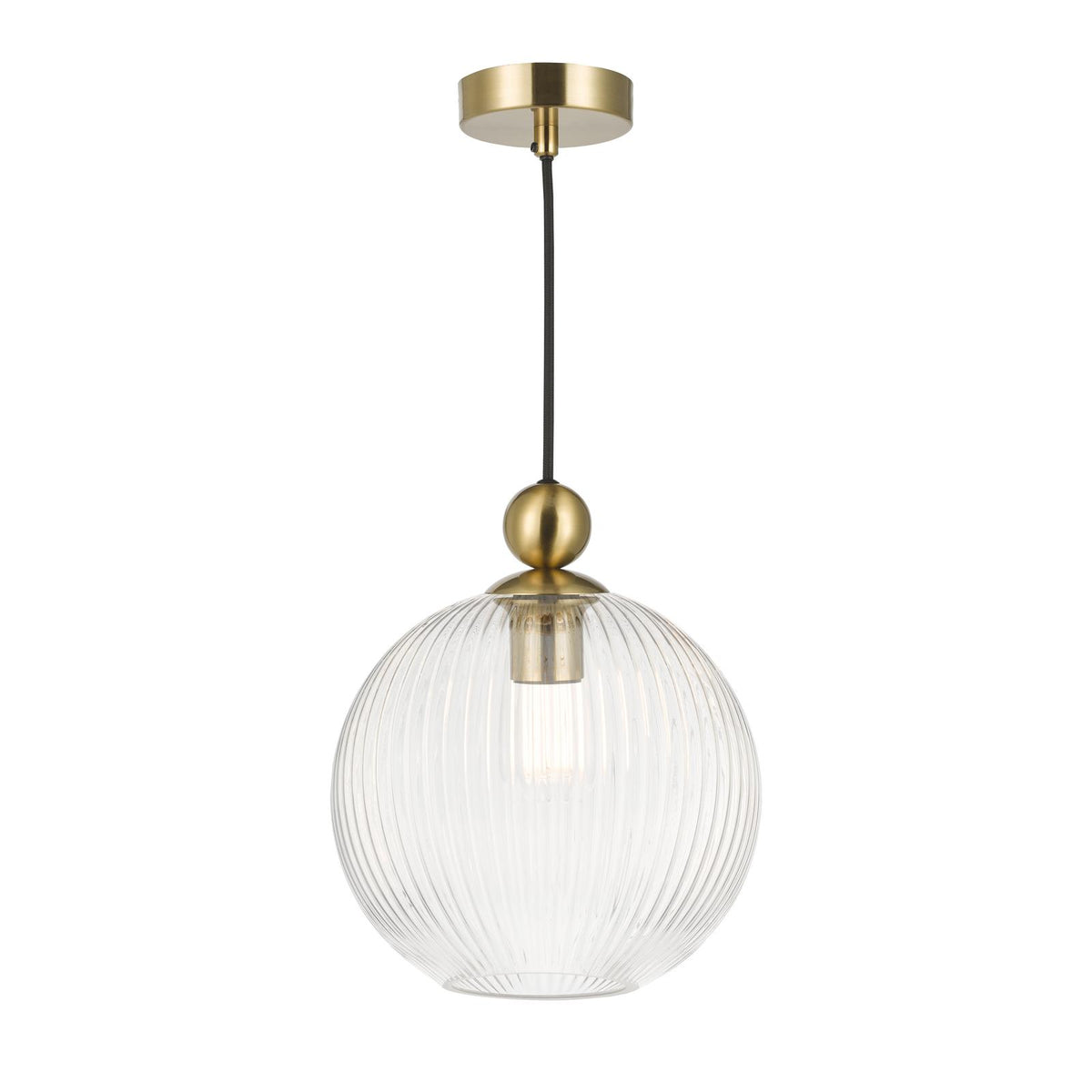 Dar Pendant Satin Brass with Ribbed Globe Glass