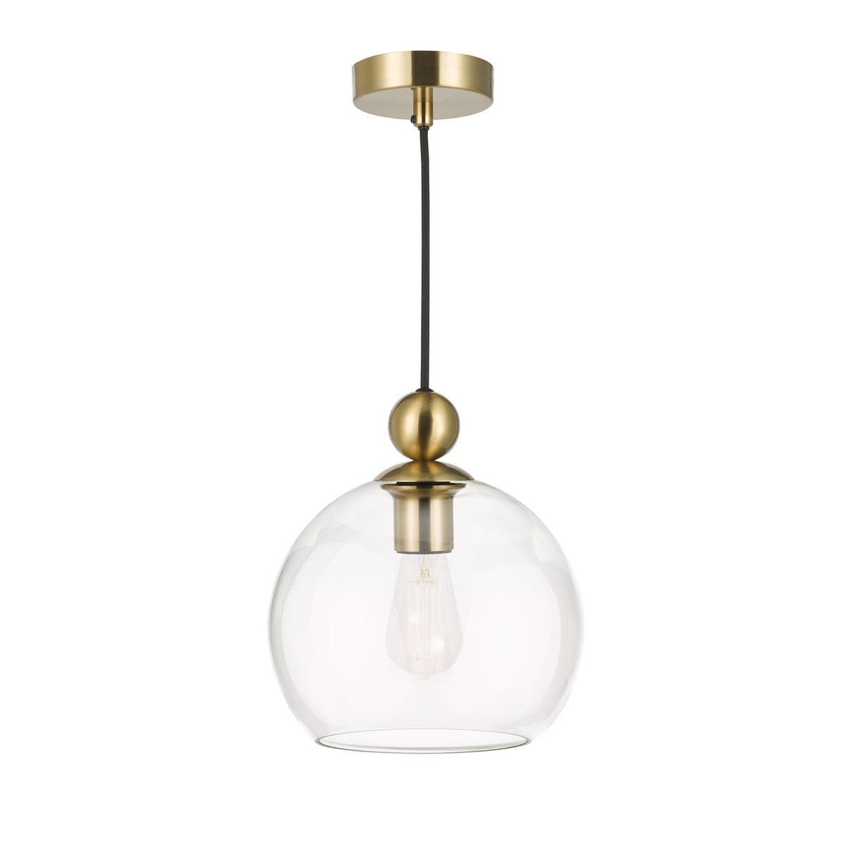 Dar Pendant Satin Brass with Clear Globe Glass