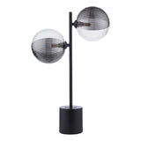 Dar Spiral 2 Light Table Lamp Matt Black & Smoked/Clear Ribbed Glass –  from Amos Lighting + Home