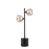Dar Spiral 2 Light Table Lamp Matt Black With Closed Organic Smoked Glass