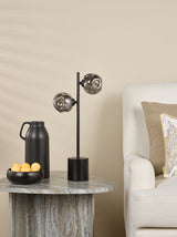 Dar Spiral 2 Light Table Lamp Matt Black With Closed Organic Smoked Glass