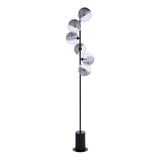 Dar Spiral 6 Light Floor Lamp Matt Black & Smoked/Clear Ribbed Glass –  from Amos Lighting + Home