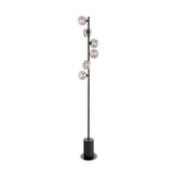 Dar Spiral 6 Light Floor Lamp Matt Black With Closed Organic Smoked Glass