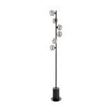 Dar Spiral 6 Light Floor Lamp Matt Black With Closed Organic Smoked Glass