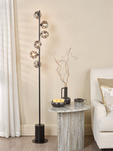 Dar Spiral 6 Light Floor Lamp Matt Black With Closed Organic Smoked Glass