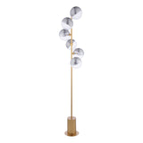 Dar Spiral 6 Light Floor Lamp Matt Gold & Smoked/Clear Ribbed Glass –  from Amos Lighting + Home