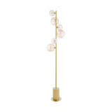Dar Spiral 6 Light Floor Lamp Matt Gold and Amber Glass