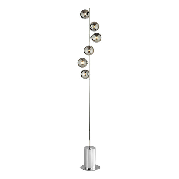 Dar Spiral Floor Lamp Polished Chrome with Smoked Shades –  from Amos Lighting + Home