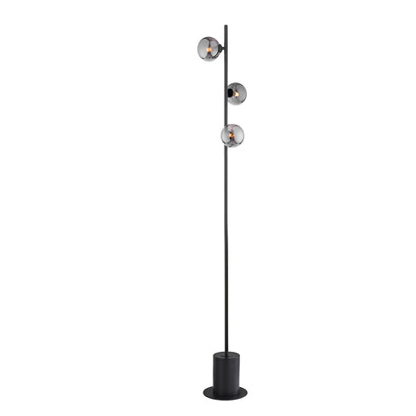 Dar Spiral 3 Light Floor Lamp Matt Black & Smoked Glass –  from Amos Lighting + Home