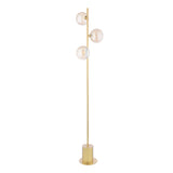 Dar Spiral 3 Light Floor Lamp Matt Gold With Twisted Amber Glass