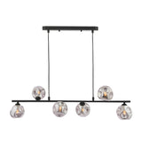 Dar Spiral 6 Light Bar Pendant Matt Black With Closed Organic Smoked Glass