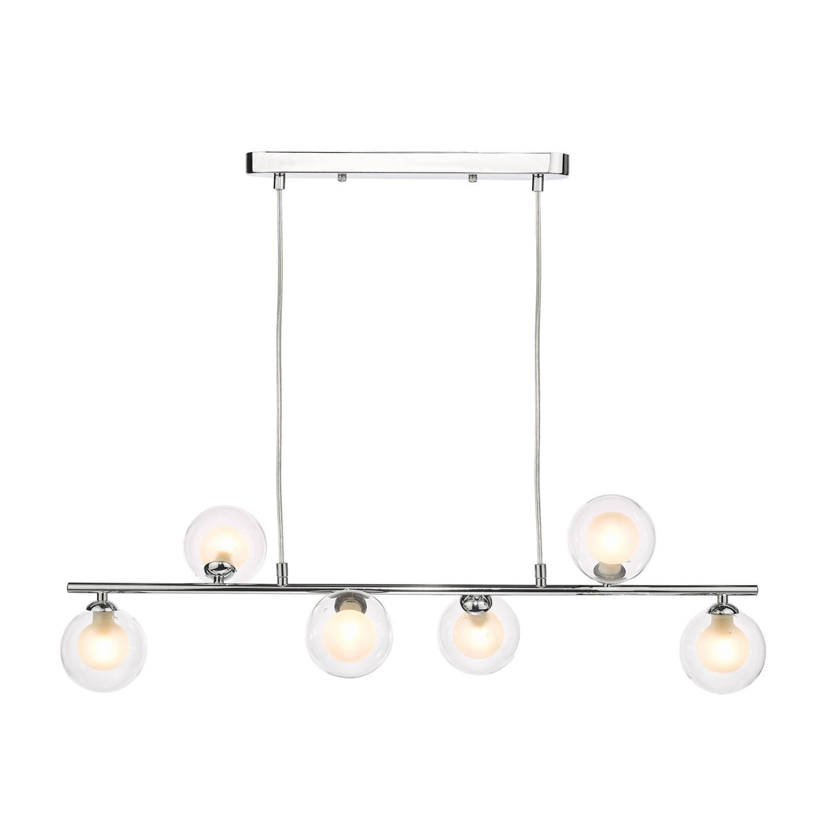Dar Spiral 6 Light Bar Pendant Polished Chrome and Glass