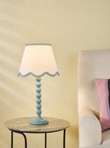 Dar Spool Table Lamp Blue With Poma Shade