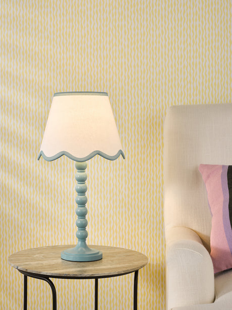 Dar Spool Table Lamp Blue With Poma Shade
