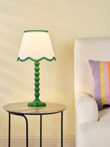 Dar Spool Table Lamp Green With Poma Shade