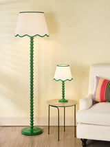 Dar Spool Table Lamp Green With Poma Shade
