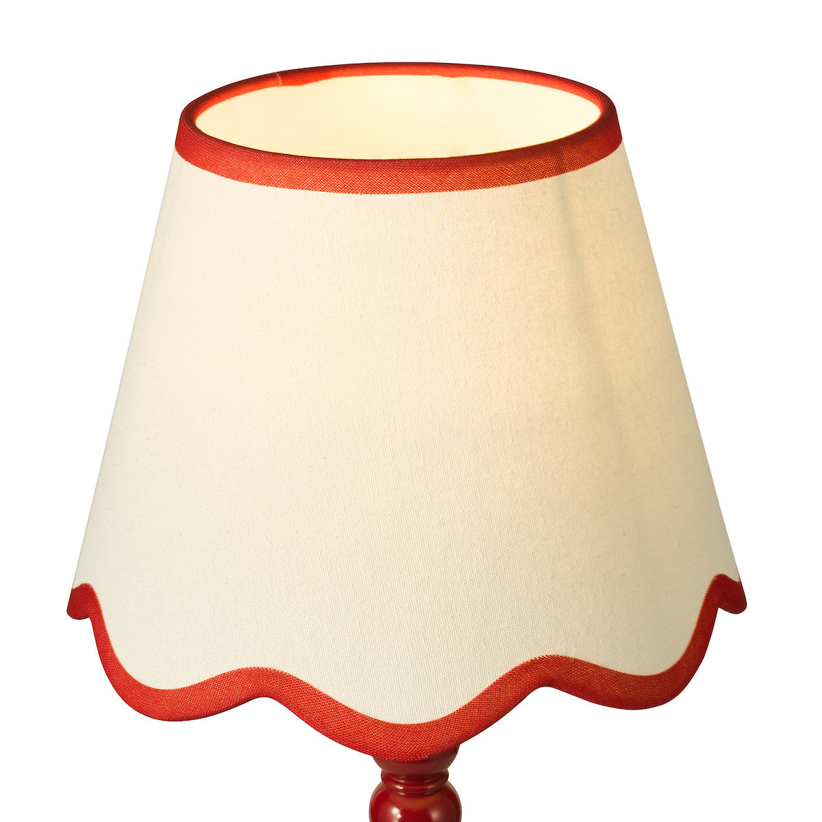 Dar Poma Natural Linen Tapered Drum Shade 25cm Red Trim