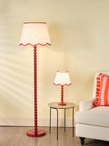 Dar Spool Table Lamp Red With Poma Shade