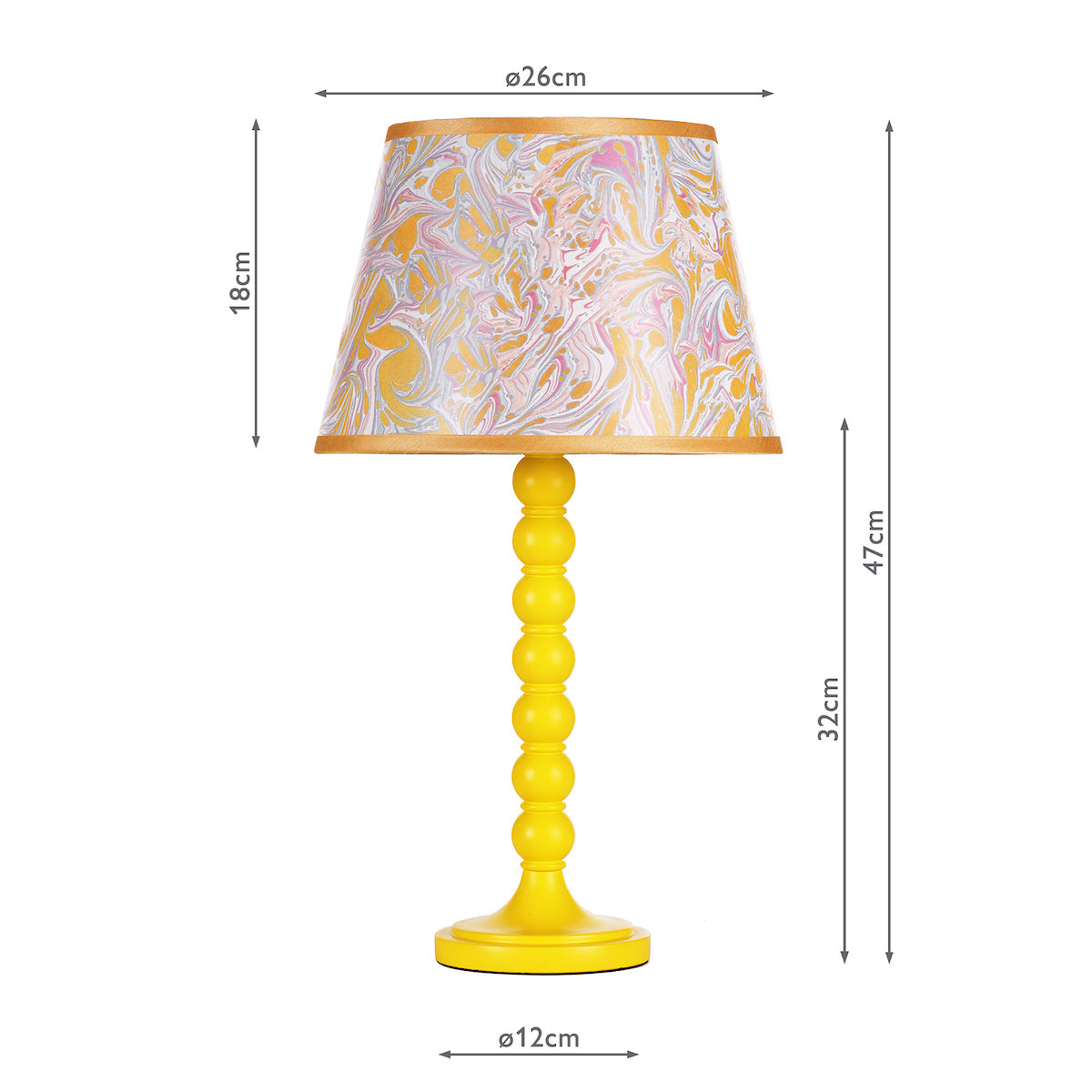 Dar Spool Table Lamp Gloss Yellow Base from Amos Lighting + Home