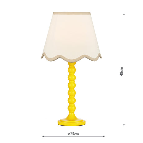 Dar Spool Table Lamp Yellow With Poma Shade