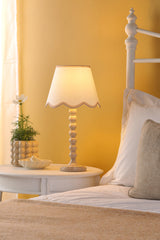 Dar Spool Table Lamp Taupe With Poma Shade