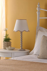 Dar Spool Table Lamp Taupe With Poma Shade