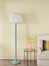 Dar Spool Floor Lamp Blue With Poma Shade