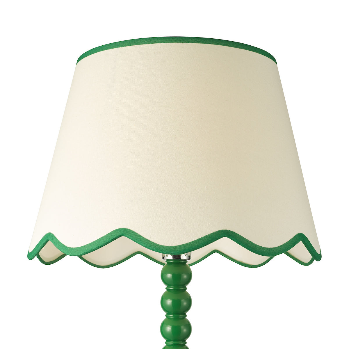 Dar Poma Natural Linen Tapered Drum Shade 45cm Green Trim