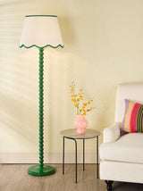 Dar Spool Floor Lamp Green With Poma Shade