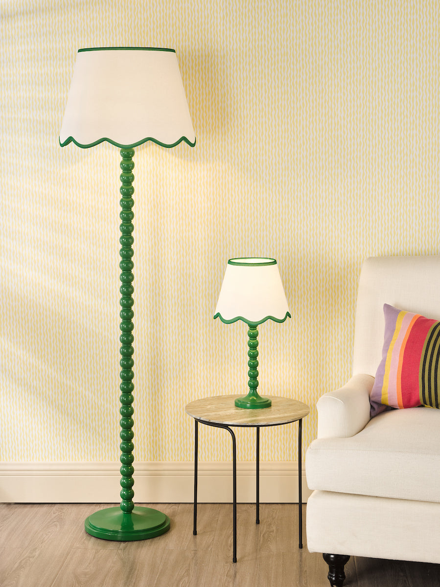 Dar Spool Floor Lamp Green With Poma Shade