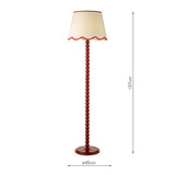 Dar Spool Floor Lamp Red With Poma Shade