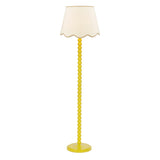 Dar Spool Floor Lamp Yellow With Poma Shade