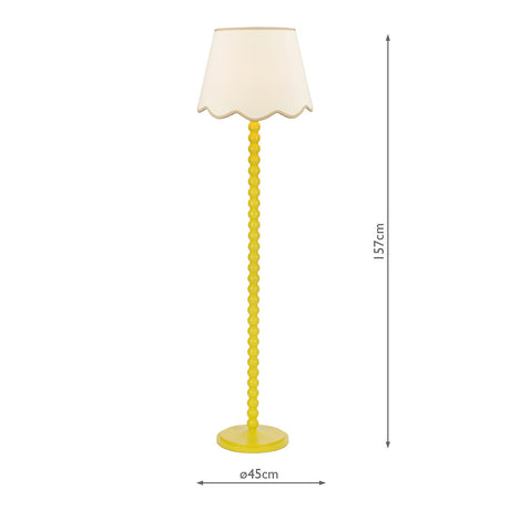 Dar Spool Floor Lamp Yellow With Poma Shade